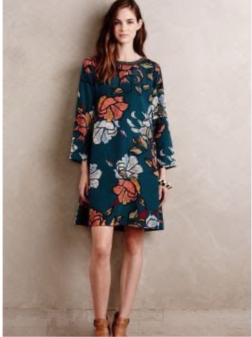 ❤️ Anthropologie x Maeve Vintage ‘Sketched Flowers’ Retro Tunic Dress